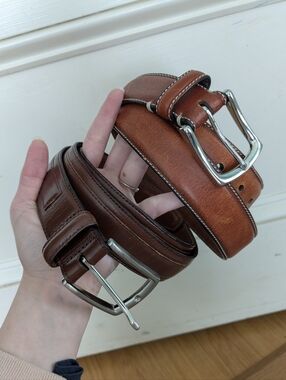 Johnston And Murphy Brown Leather Belts Bundle Of 2 Size 36
